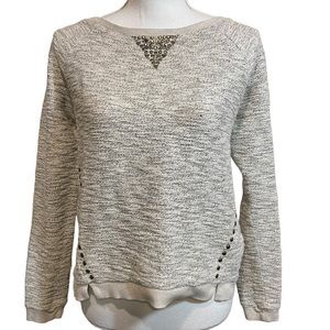 Lucky Lotus Embellished Scoop Neck Sweater.  Size M